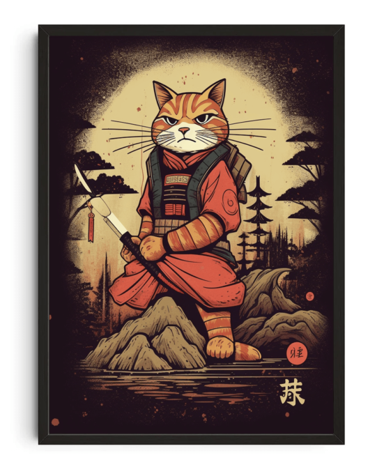 Samurai Cat Framed Art Print