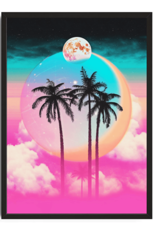 retrowave moon print