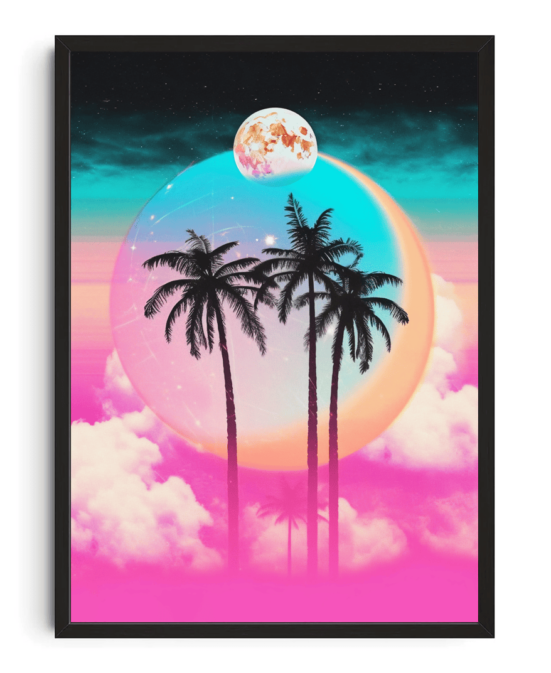 retrowave moon print