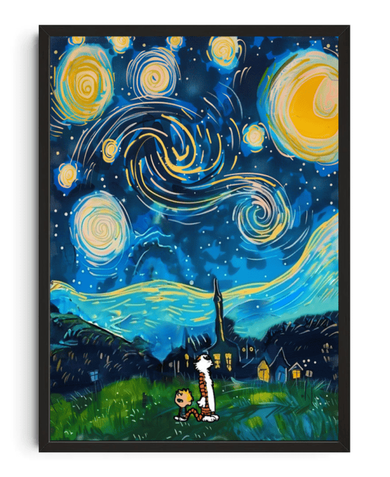 Calvin and Hobbes Starry Night Painting
