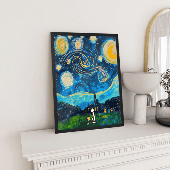 Calvin and Hobbes Starry Night Painting - Image 2