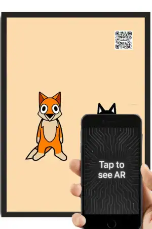Bright digital display showcases augmented reality tech for interactive cartoon characters from The Radical Store.
