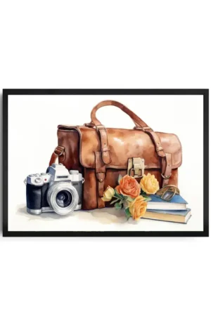 Bag And Camera Watercolor Print