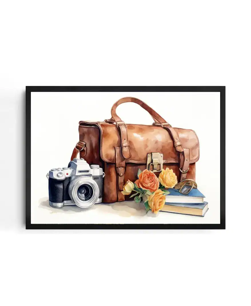 Bag And Camera Watercolor Print