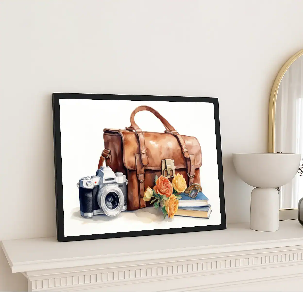 Bag And Camera Watercolor Print - Image 2