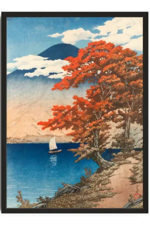 Hasui Snowy Mountain And Red Maple