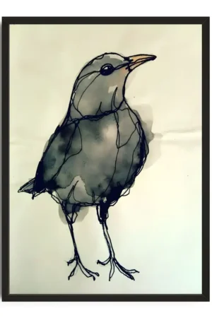 Minimalist Ink Style Bird