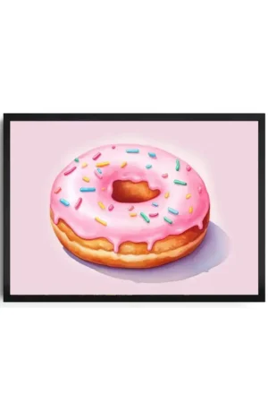 Pink Donut Watercolor Print