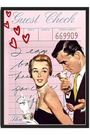 Retro Couple Guest Check Print
