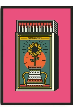 Sunflower Safety Matches Print