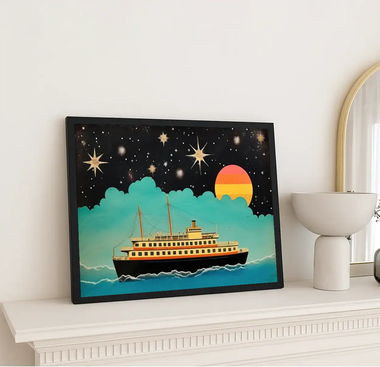 Vintage Boat Dreamscape Artwork - Image 2