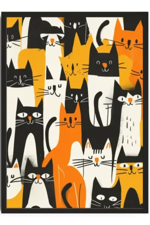 Whimsical Cat Gathering