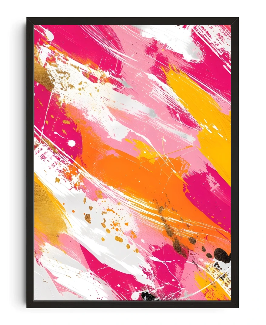 Magenta Gold Abstract Print