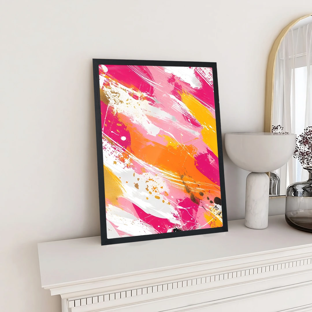 Magenta Gold Abstract Print - Image 2