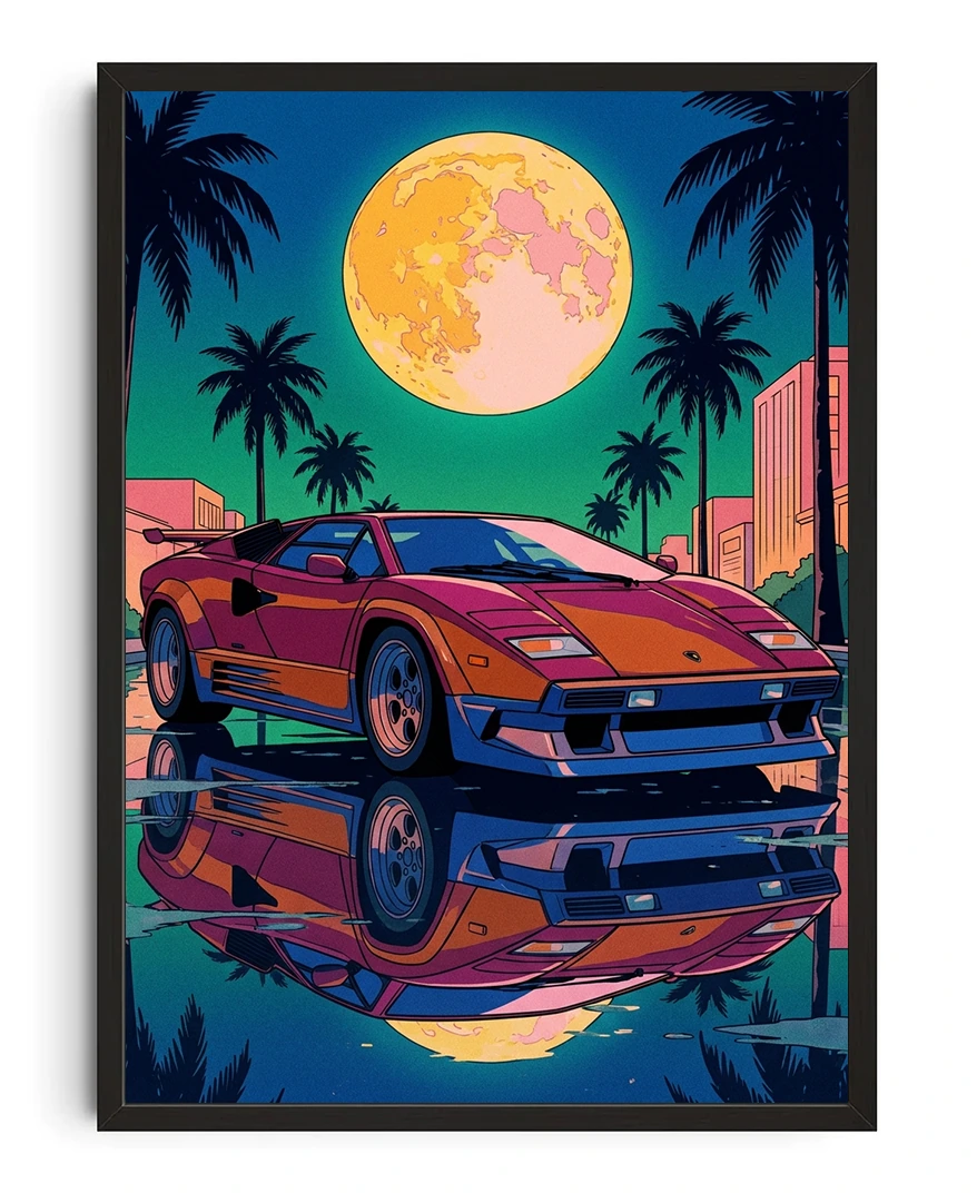 Moonlit Countach Illustration