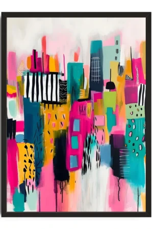 Vibrant Abstract Cityscape Print