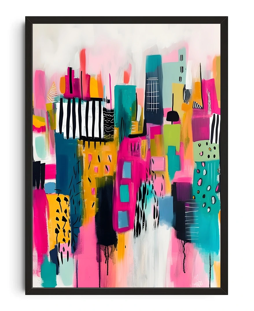 Vibrant Abstract Cityscape Print
